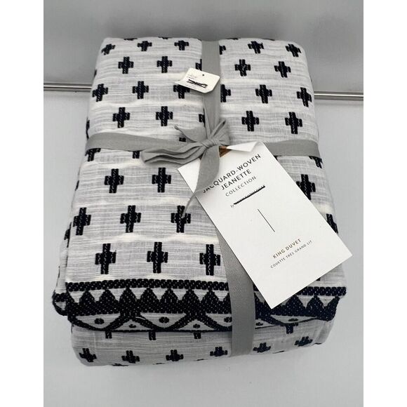 Anthropologie Jacquard-Woven Jeanette Duvet Cover King Size New in Package - Picture 5 of 11